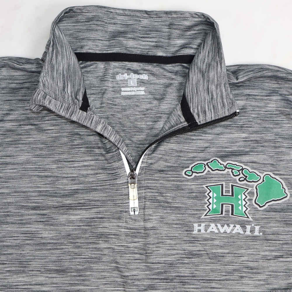 Mens Hawaii Rainbow Warriors Dri-Tech Quarter Zip Pullover Gray Space Dye Large